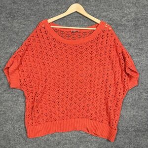 St. John's Bay Plus Size 2X Top Blouse Burnt Orange Open Crochet Layering Beachy